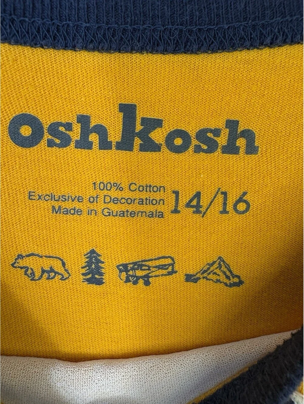 OshKosh Boys 14/16 Layered Long Sleeve Shirt Est 1895 Mustard Yellow Graphic